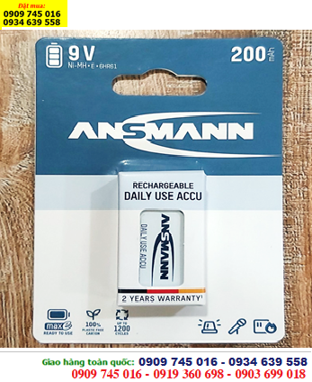 Ansman 9v 200mAh 6HR61; Pin sạc 9v 6HR61 Ansman MaxE 9v-200mAh chính hãng (Loại vỉ 1viên)